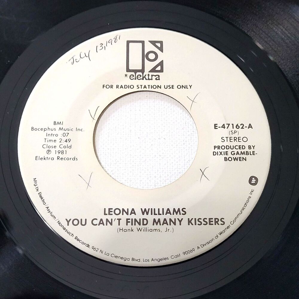 Leona Williams 45 RPM - You Can't Find Many Kissers/Guitar Pickin' Man M- Promo